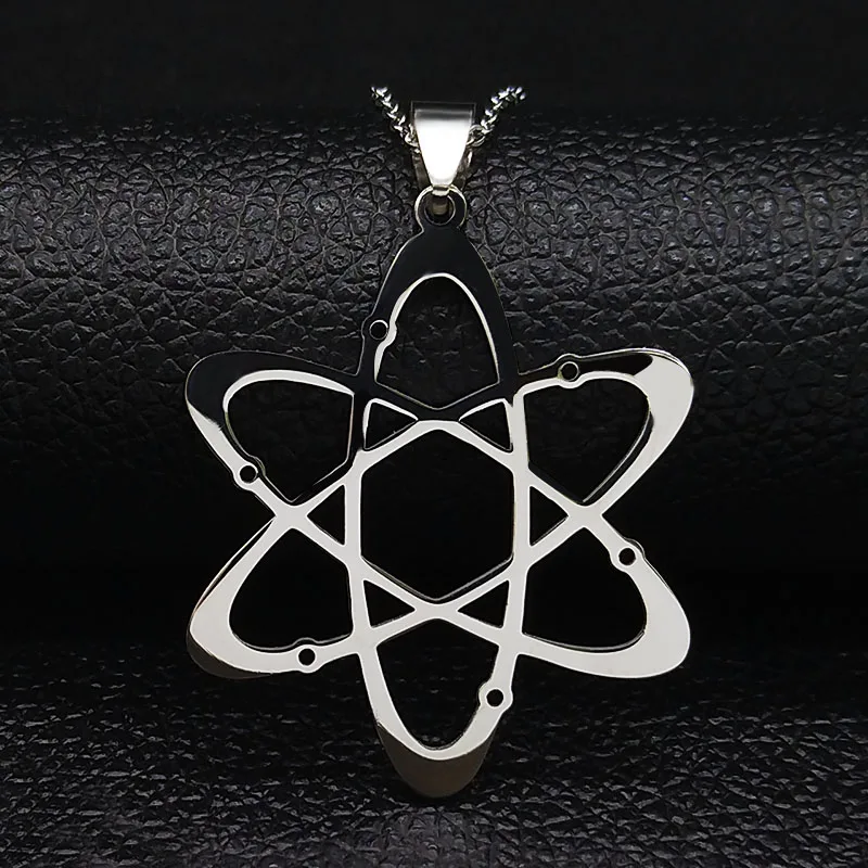 Carbon Atom Physics Chemistry Pendant Necklace for Women Men Stainless Steel Science Chemical Chain Jewelry collares N612S02