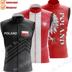 Poland Cycling Vest Team 2023 Wind Vest Windproof Lightweight Race Road Red Polish Cycling Jersey Sleeveless MTB Ropa gilet Ropa