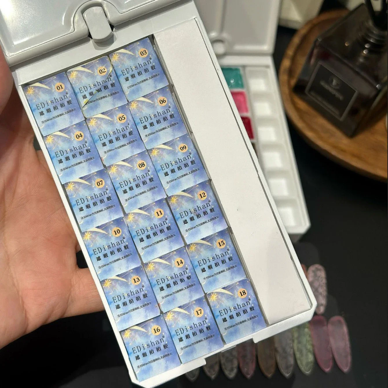 MIANEL 18-Farben Schmetterlings-Schleifen-Nagelpalette No-Wipe Stamping Gel für Nagelkunst Farbmischung Farbverlauf Ombre-Effekte – Detail 5