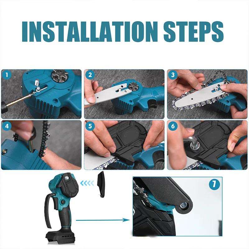 4/6/8 Inch Guide Plate And Saw Chain Set For Mini Electric Chainsaw Replacement Carpentry Accessorie Wood Cutter Spare Chain