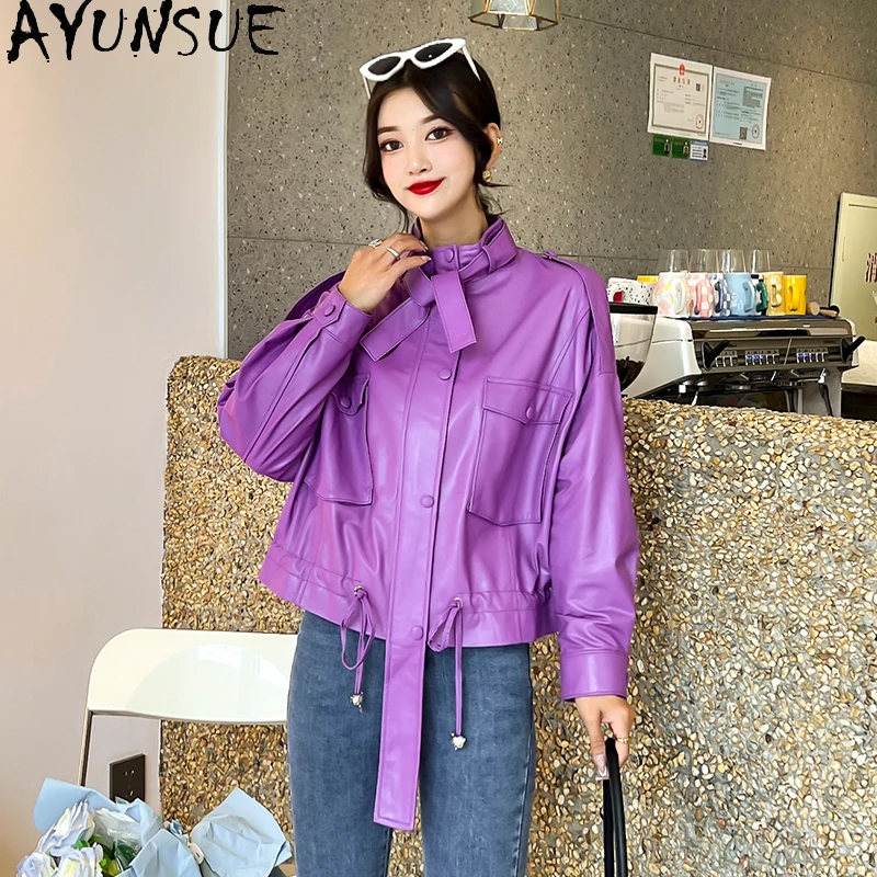 AYUNSUE Genuine Leather Jacket Women Fall Winter Real Sheepskin Coat Female Jacket Korean Style Loose Outwears Casaco Feminino