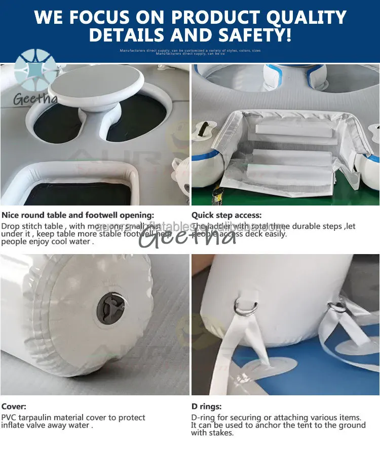 มาใหม่ขายส่ง Pontoon ว่ายน้ําดาดฟ้าน้ํา Leisure Island Driftsun Inflatable Floating Dock แพลตฟอร์ม Inflatable Mat พร้อมเต็นท์