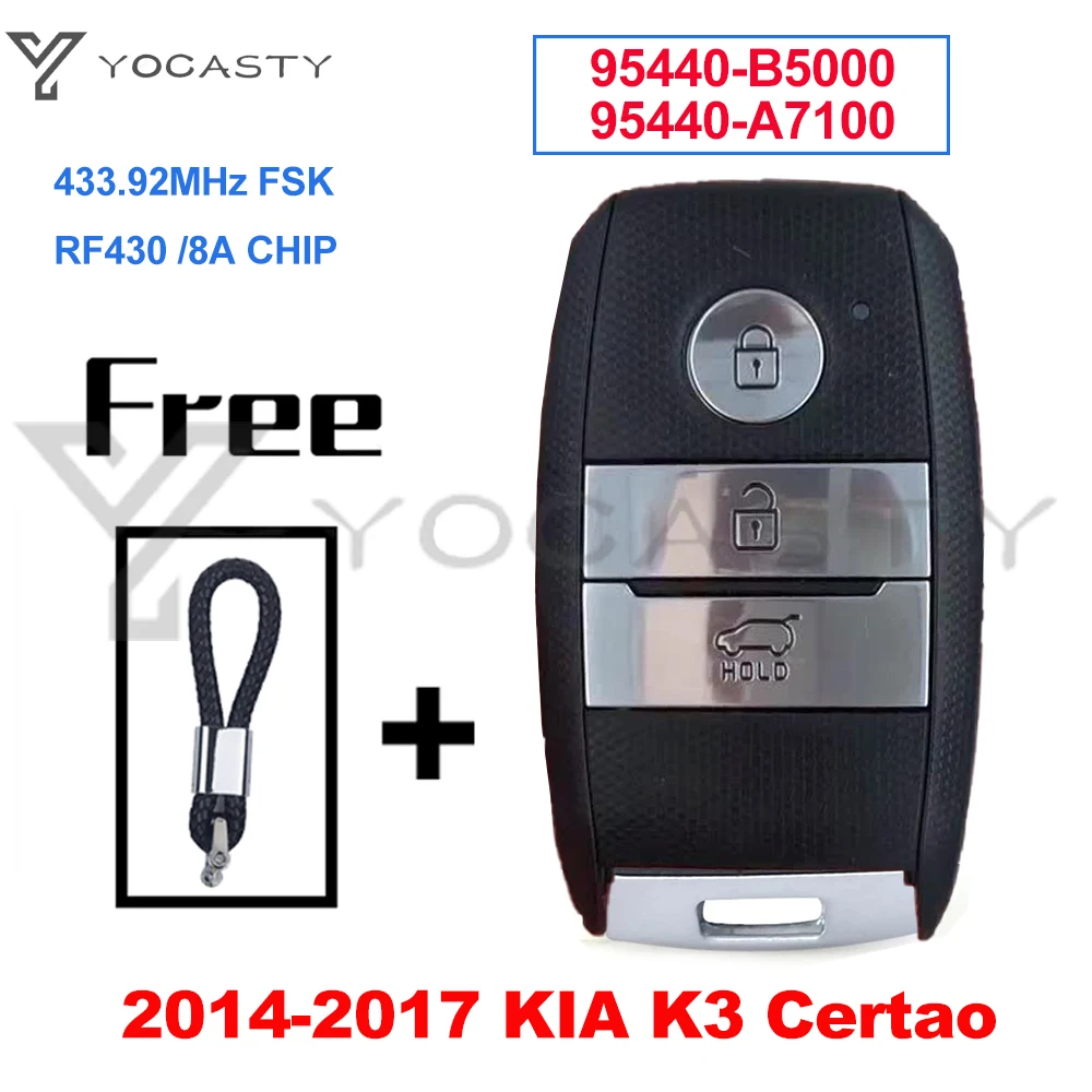 

YOCASTY 95440-B5000 95440-A7100 Keyless Smart Car Key 433.92MHz FSK RF430 DST AES 8A Chip For 2014 2015 2016 2017 Kia K3 Certao