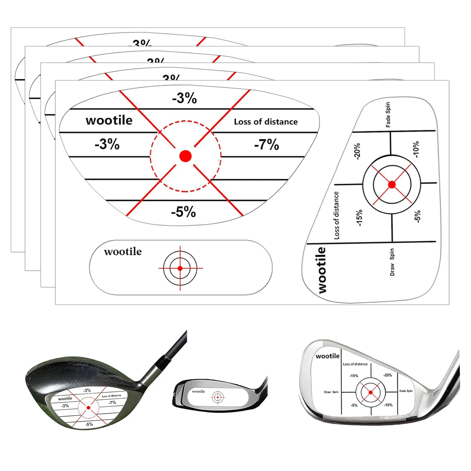 Golf Driver Blue Impact Tape Labels 120 Pcs Club Impact Stickers Oversized,Driver,Iron Target Impact Label