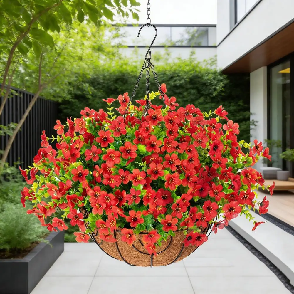

Artificial Hanging Flowers Artificial Flowers Hanging Basket with Eucalyptus Leaves Faux Daisy Planter for Garden Patio Spring