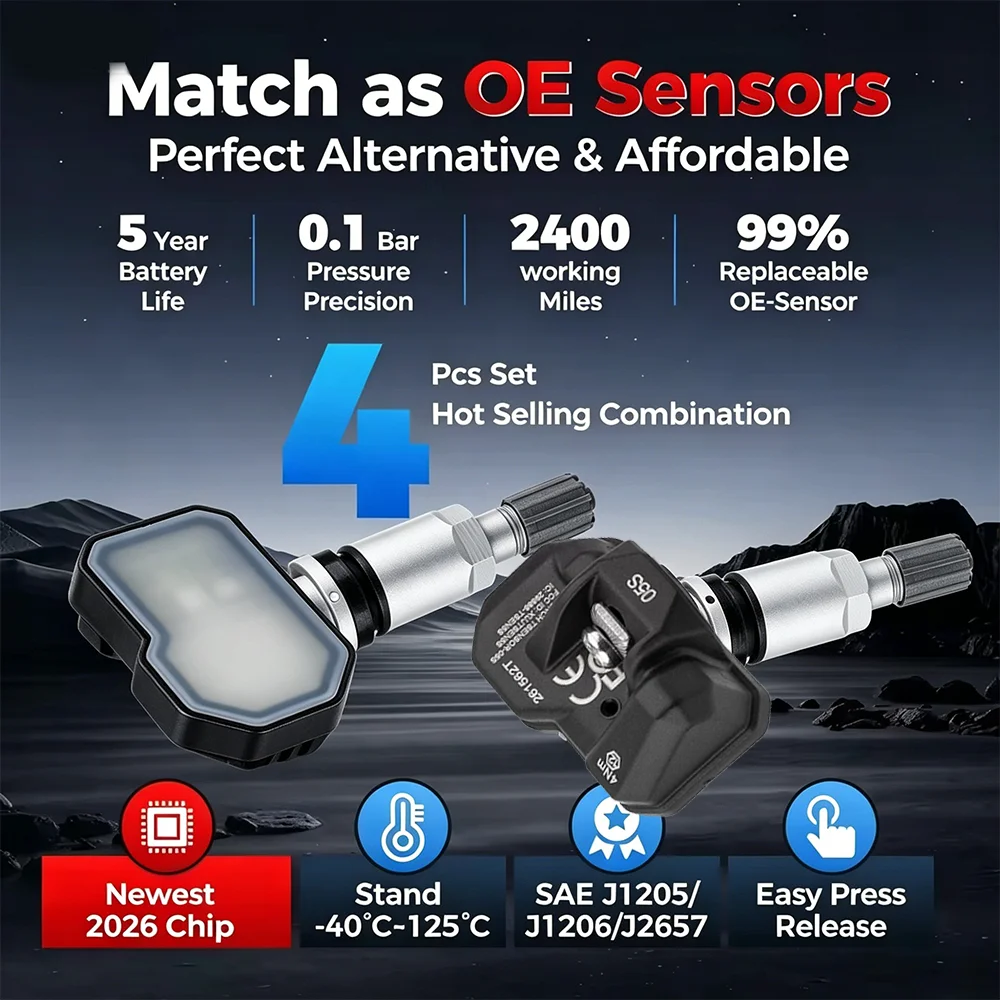 LAUNCH LTR-05 TPMS Sensor 315/433MHz Dual Frequency Universal Programmable Tire Pressure Monitor System Replacement for Car SUV