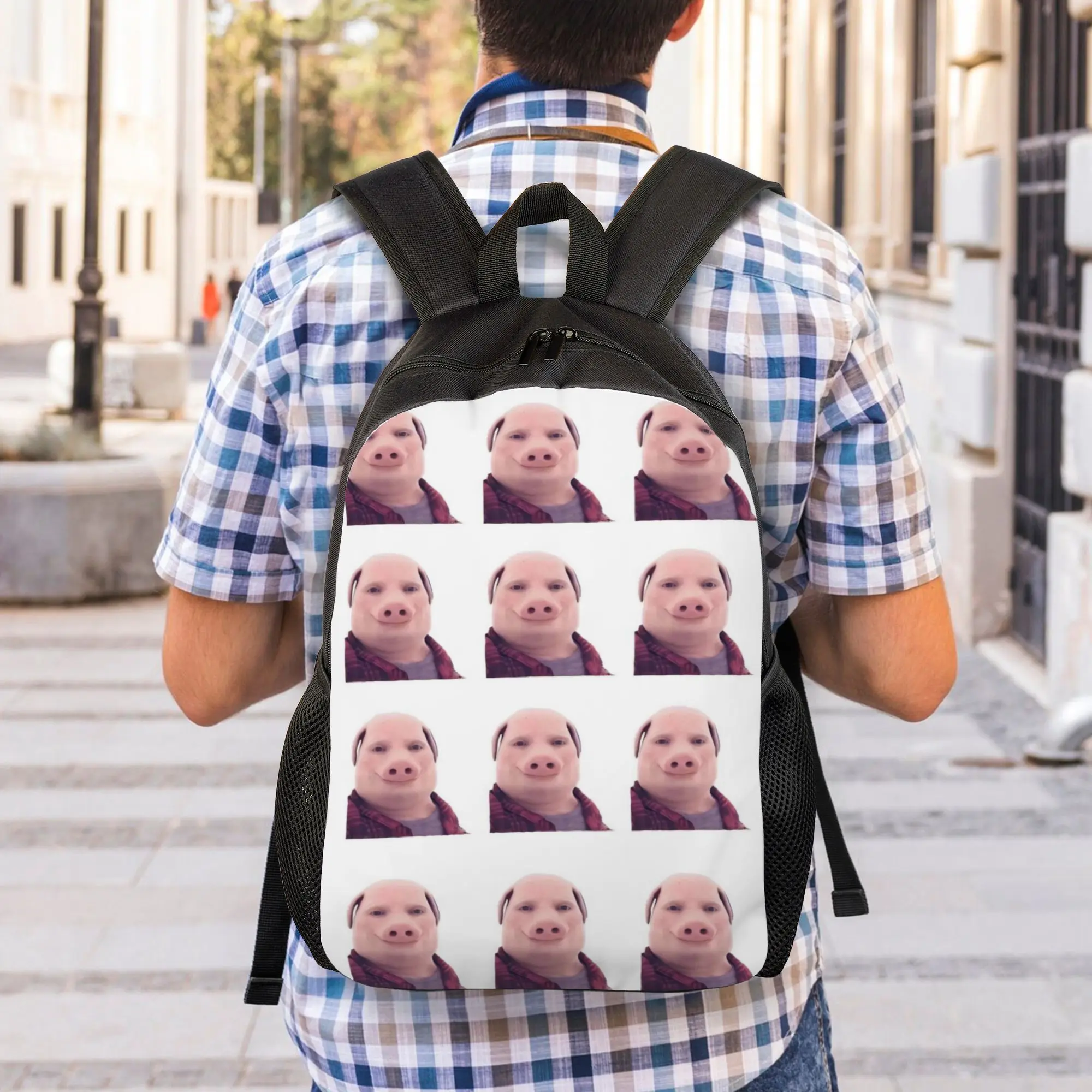 John Pork is Calling Backpack for Men Women Student Business Daypack  Answer Call Phone Laptop Computer Canvas Bags Durable