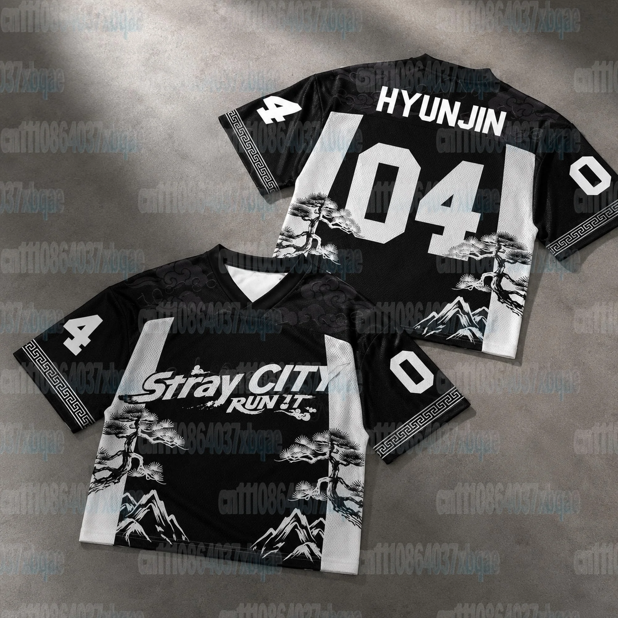Stray City Felix 01 V-Ausschnitt Sporttrikot Kurzarm Unisex Oversized Kpop Fan Streetwear Konzert Casual Top FamilyMatching – Detail 10