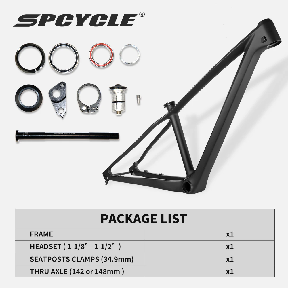 Spcycle 27.5er Carbon Frame 650B Mountain Bike Frame 27.5 Boost 13.5/15/17inch T1000 Carbon Mtb Frame 27.5