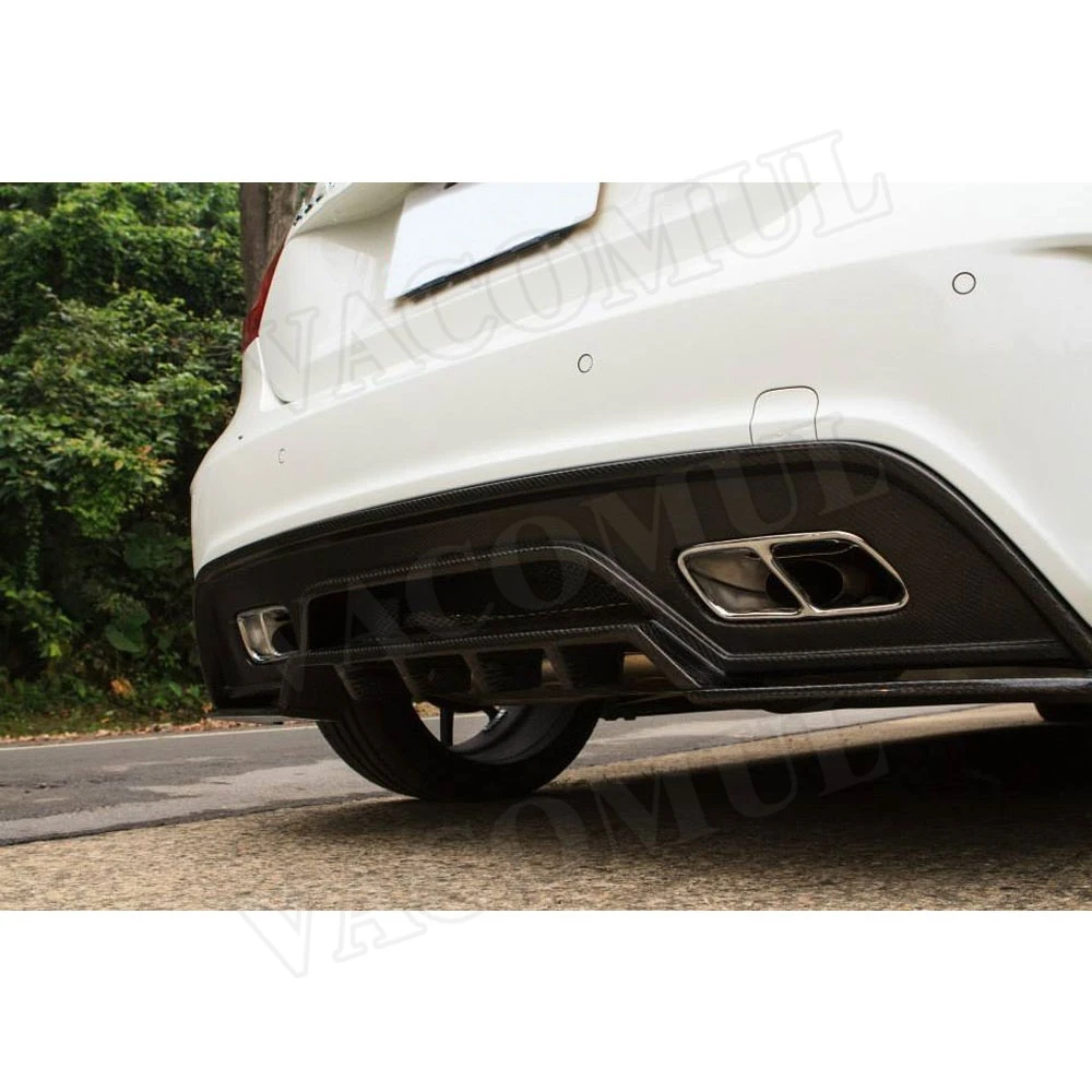 VACOMUL Carbon Fiber Rear Diffuser Exhaust Tips for Mercedes Benz A Class W176 A250 A260 A45 AMG 2013-2015 R Style Bumper Lip