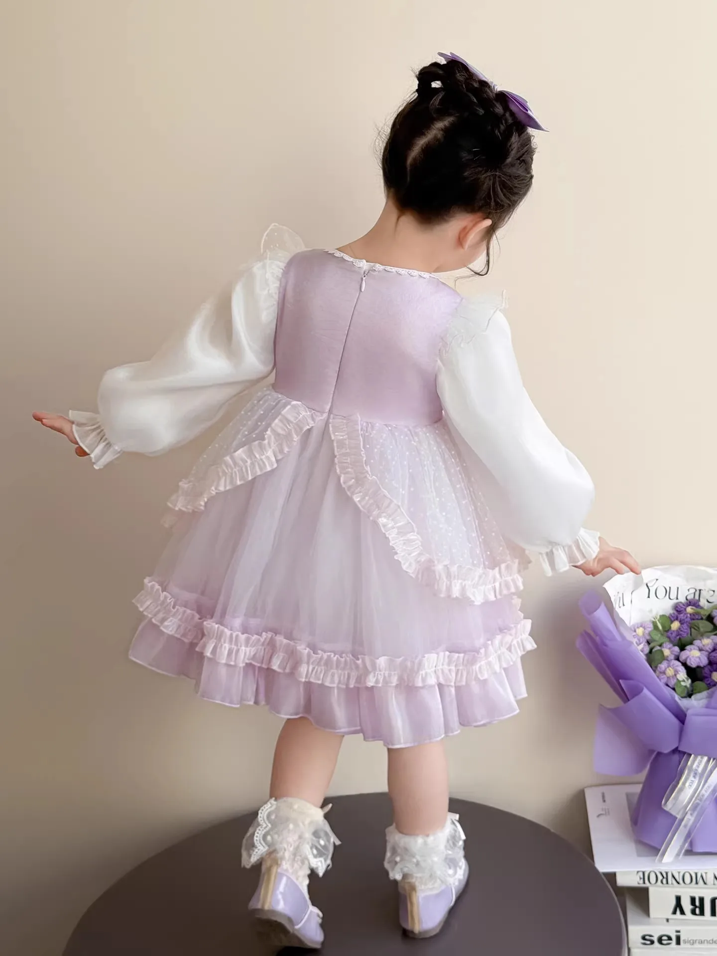 New 2026 Spring Autumn 2-10 Years Children Clothes Fashion Baby Kids Princess Birthday Party Long Sleeve Lolita Dress For Girls