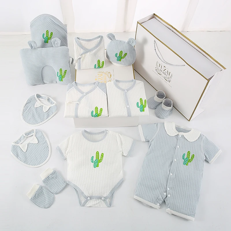 New Infant Boy Clothes Sets Cotton Autumn Spring for Baby Clothing Suits Girl Set  Pants Shirt Romper Bibs Hat Blanket