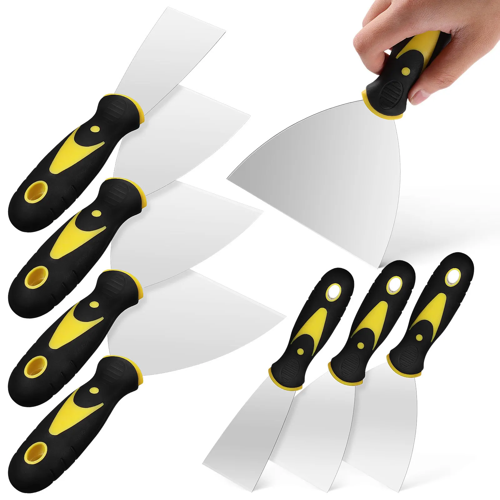 8Pcs Oil-Free Spatula Set Stainless Steel Flexible Wall Repair Spatulas for Drywall Patching Scraper Tools Wallpaper