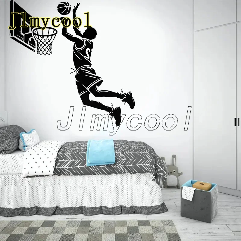 Basketballer Boy Shoot Wall Sticker Vinyl Home Decoration for Boy's Teen's Room Bedroom Basketball Basket Decals Wallpaper S690