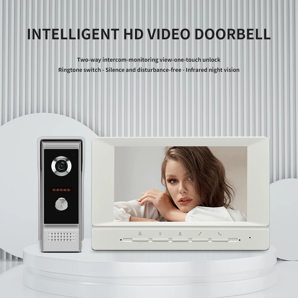 New Wired Video Doorbell Intercom System for Home Videophone Apartment Door Phone with 7 Inch Monitor