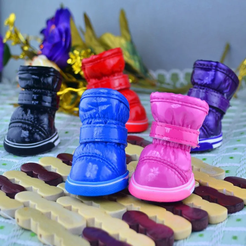 

Pet 4pcs/Set Smooth Leather Dog Boots Outdoor Non-Slip Shoes Puppies Adjustable Pet Sneakers Breathable Chihuahua Accessories