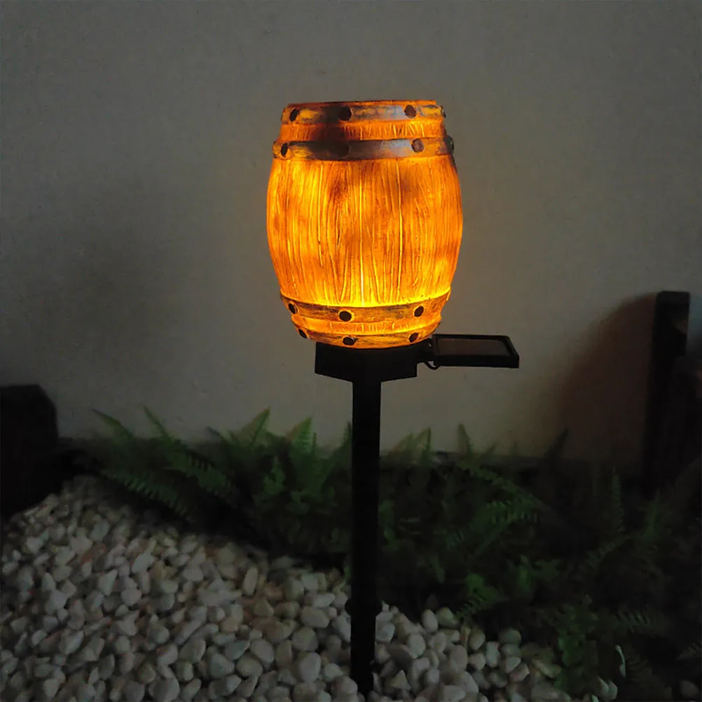 

Solar Barrel Light Decorative Barrel Shape Solar Garden Lamp Outdoor Yard Landscape Lighting Lights for Garden