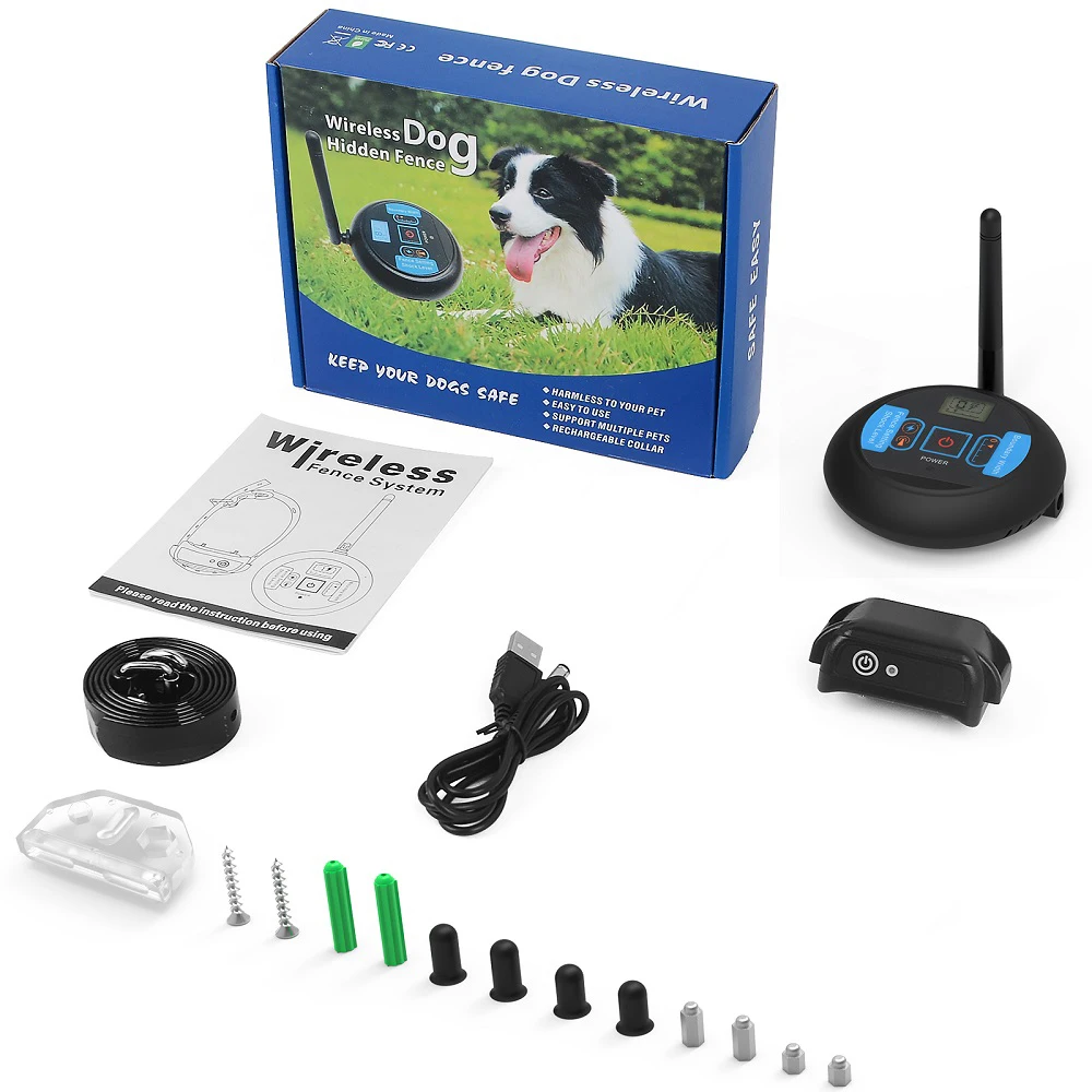 Clôture électrique Rechargeable sans fil pour chien de 200m, bip étanche IP68 + Mode d'entraînement 