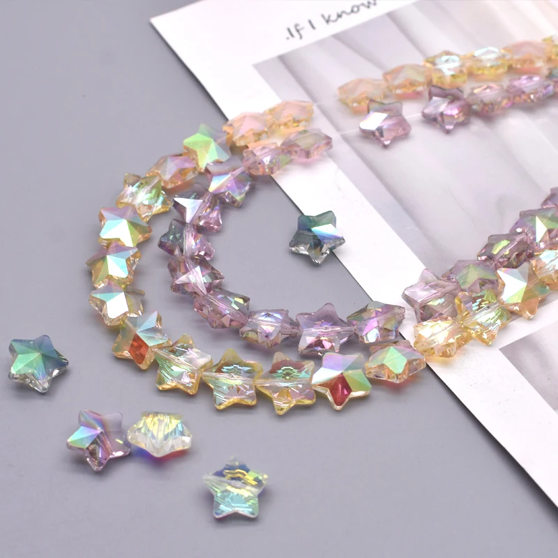 

14mm Five-pointed Shape Crystal Glass Beads Side hole Color Faceted Crystal Beads for Jewelry Making DIY Earrings Bracelet