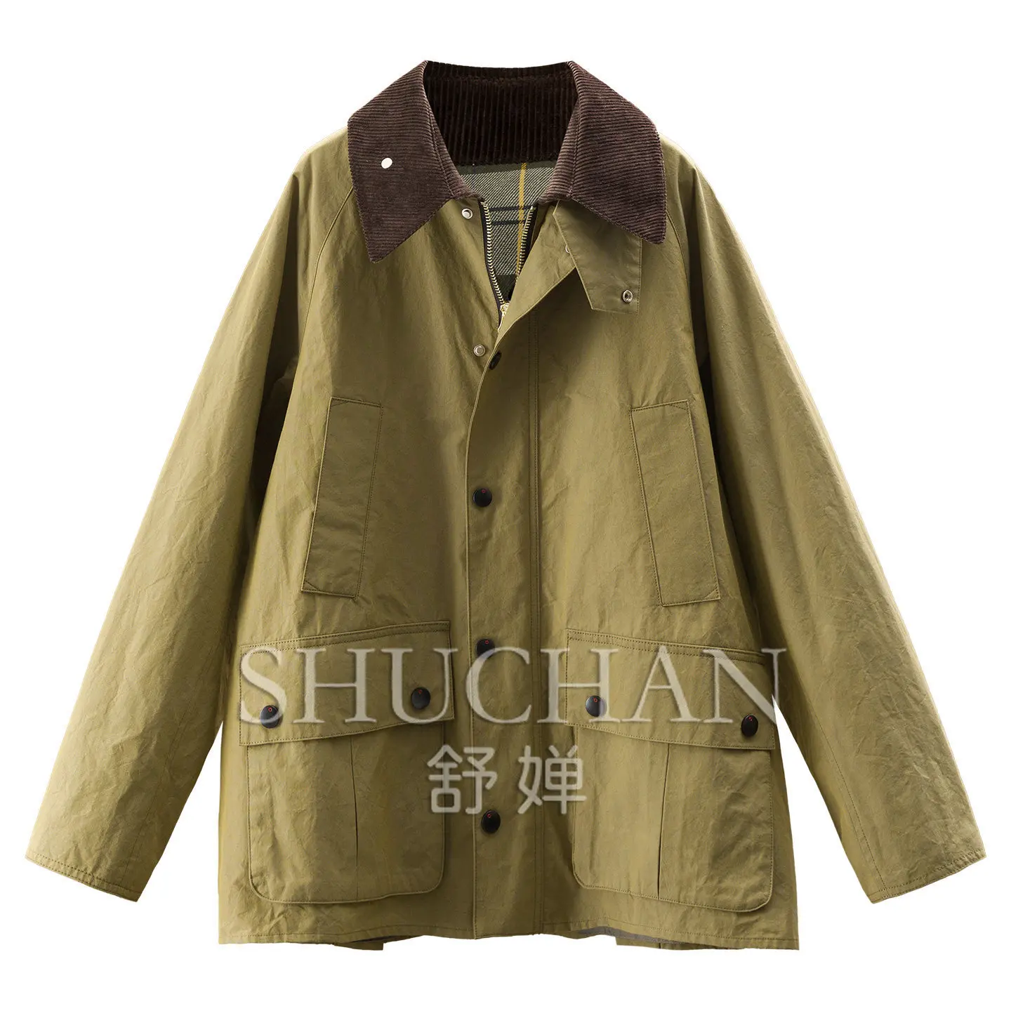Barn Hunting Wind Loose 100 Cotton + Corduroy Collar Windbreaker Women's 89M7 Casacos De Inverno Feminino