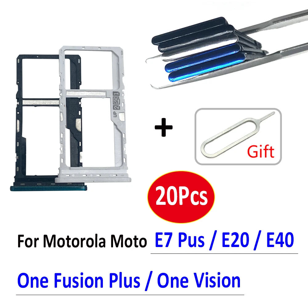 

20Pcs， SIM Card Tray chip drawer Slot Holder Adapter Socket Replacement For Moto E20 E40 E7 Plus One Fusion Plus Vision