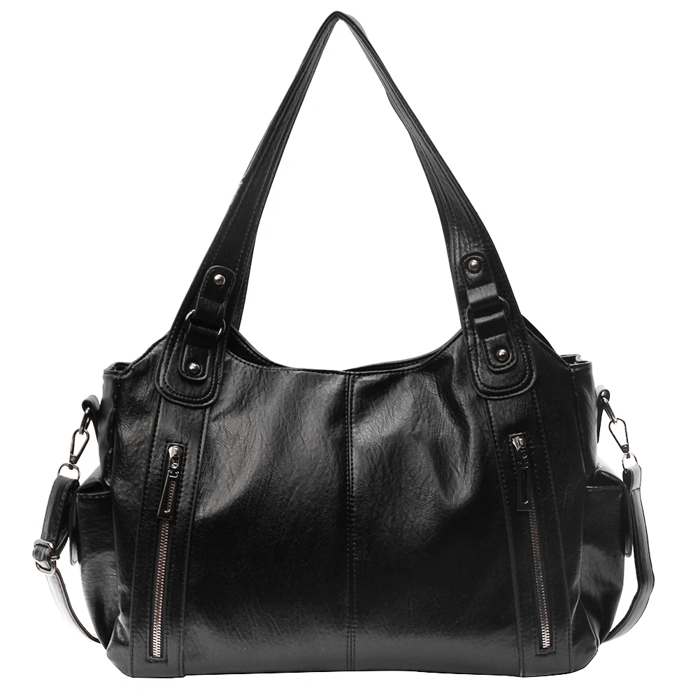 

Shoulder Bag for Women with Multi-Pockets Crossbody Bag PU Leather with Zipper Messenger Bag Trendy Retro Handbag