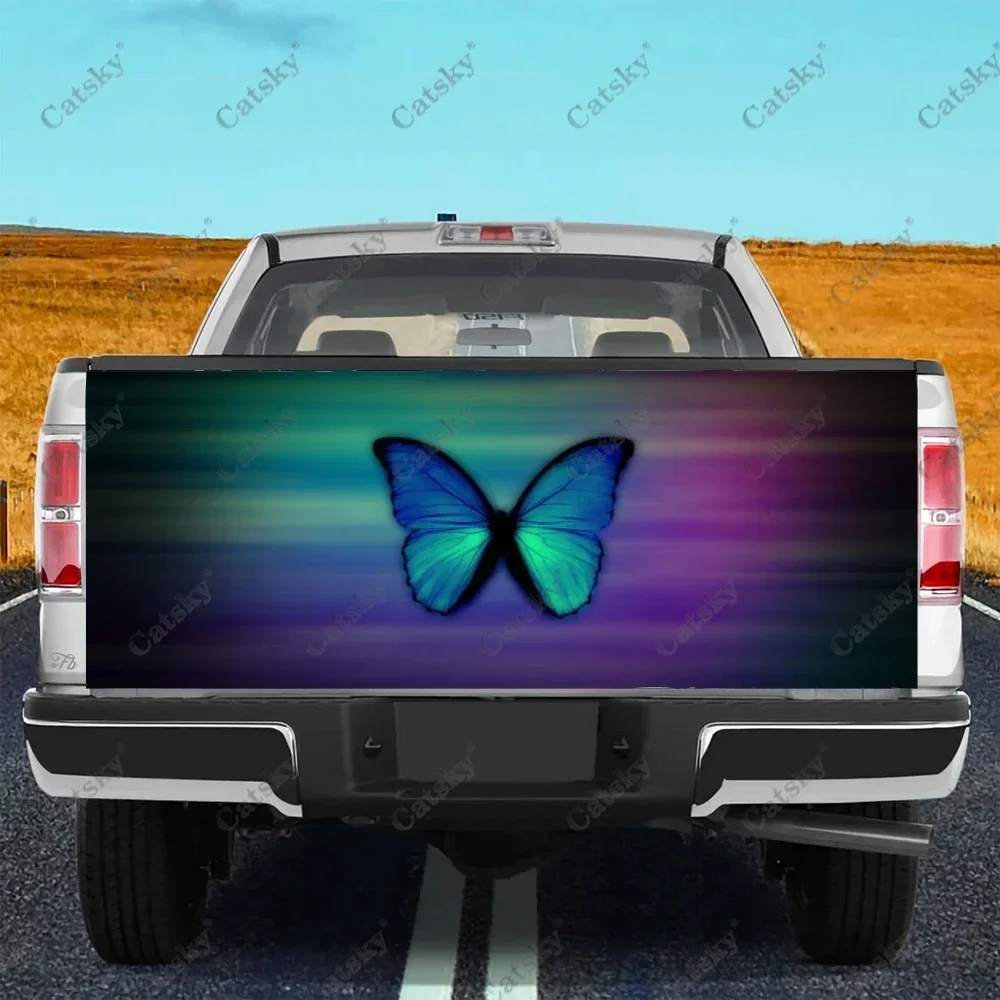 

Custom Teal Butterfly Car Tail Trunk Protect Vinly Wrap Sticker Decal Auto Hood Decoration Engine Cover for SUV Off-road Pickup