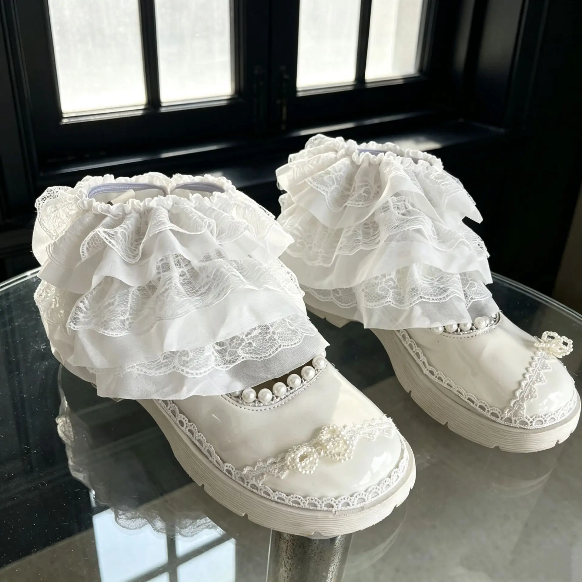 1 Pair of Cute Lace Lolita Short Socks with Multi-layer Lace Trim, Sweet Princess French Japanese Style Sock Edge Decoration