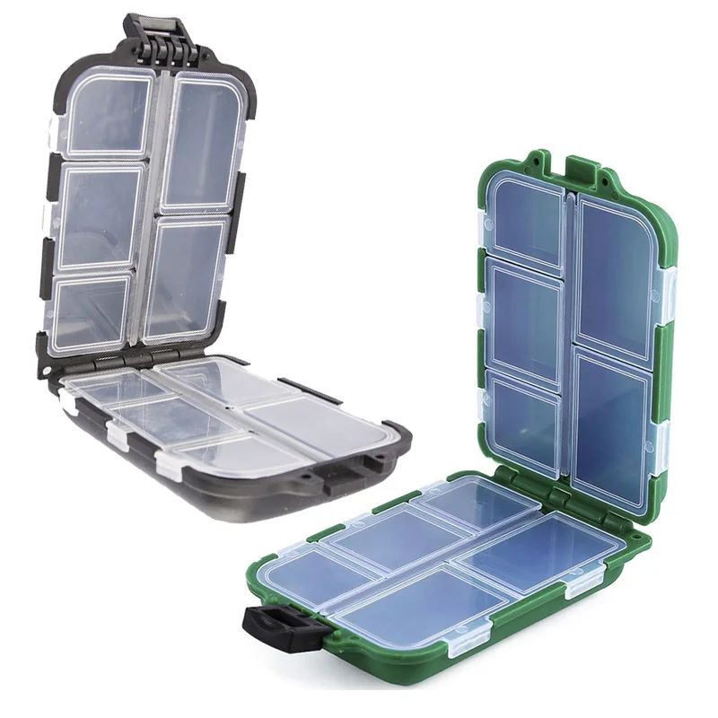 Fishing Tackle Box 10 Compartments Fishing Lure Bait Hook Storage Case Fishing Organizer Tools Accessories