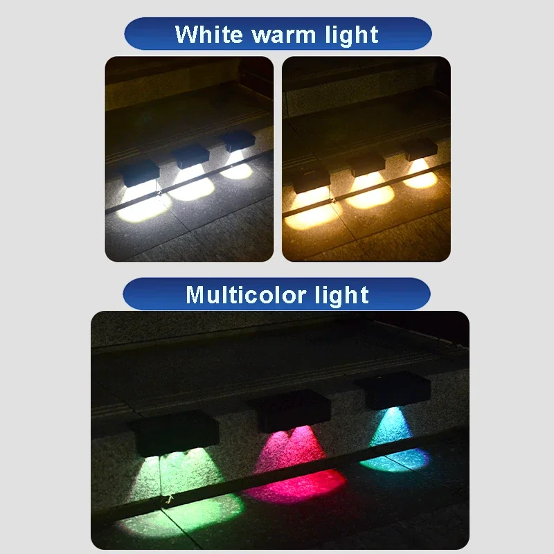 1/2/4/6/8 Pcs LED Solar Wall Lights Color Changing Waterproof Fence Light Super Bright Outdoor Wireless Lamp Stairs Patio Garden