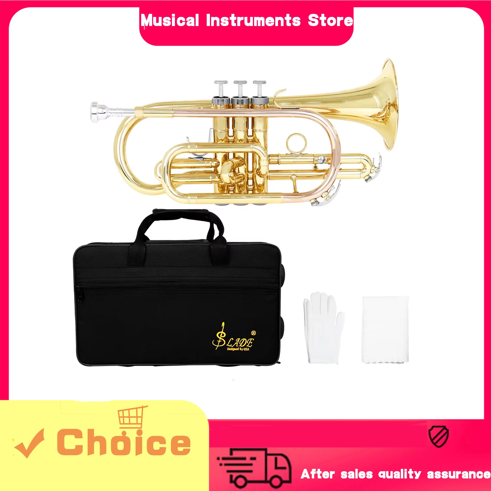 SLADE LDS830 Bonnet Reduced B-Tone Phosphorus Copper Variable Tube Phosphorus Copper Color Bonnet Professional Brass Instrument