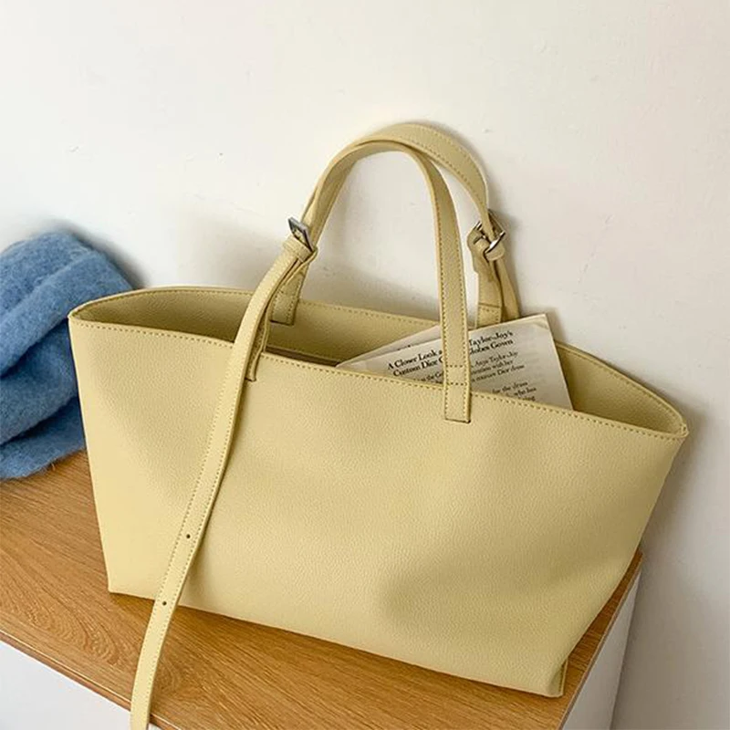 

Simple Handbag Casual Soft High Quality Leather Solid Color Versatile Travel Brand 2025 Korean Version Women's Tote Shoulder Bag