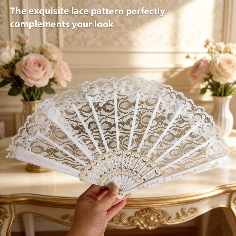 1pc Vintage European Style Lace Fan - Elegant, Foldable & Floral Handheld Fan for Women - Perfect Portable Cooling Accessory