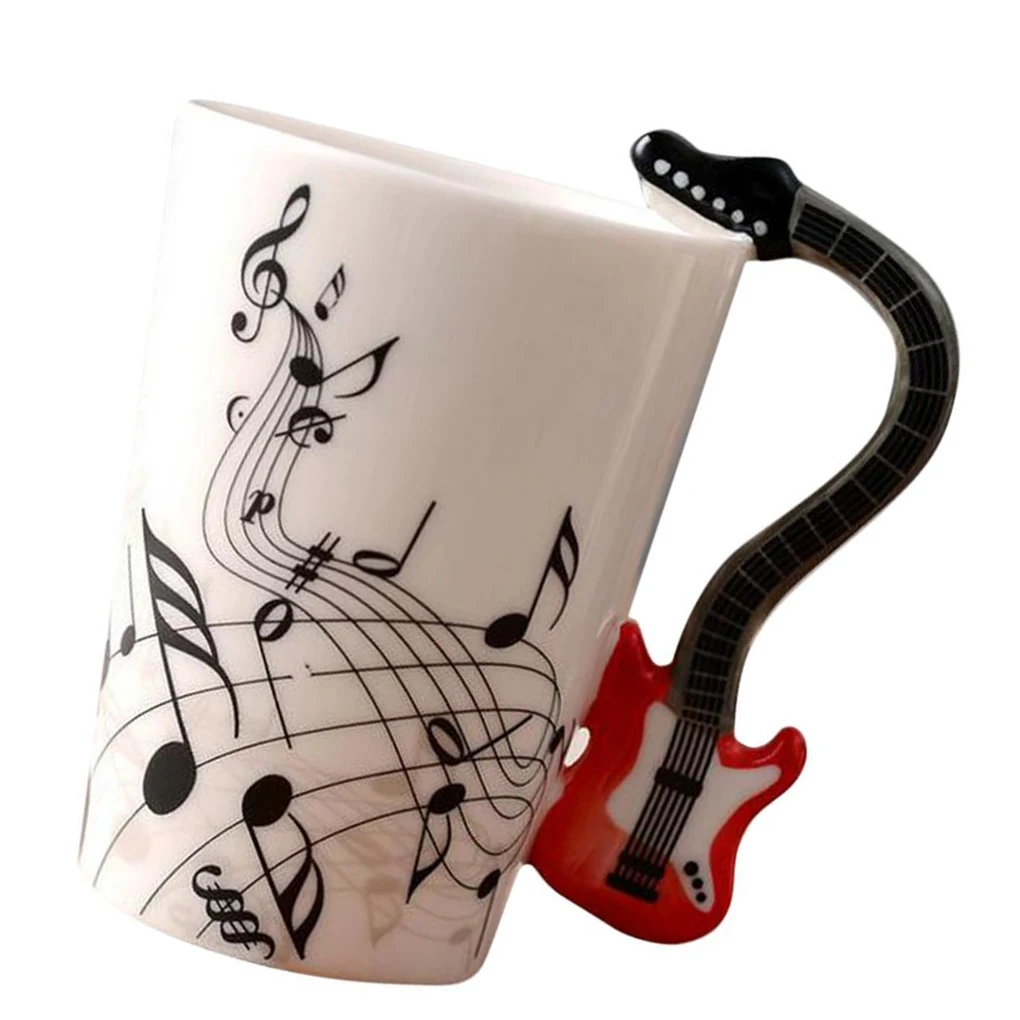 

White Stylish And Durable Ceramic Mug Tea Cups Gift For Tea Lovers Easy To Clean Guitar Style Cups