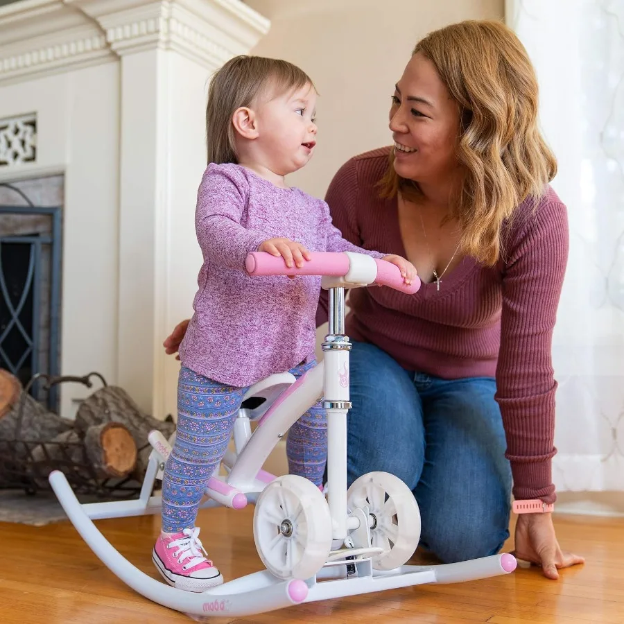 Cruiser Wobo Rocking Horse Ride On & Baby Balance Bike Rosa, altura del asiento ajusta 11-19 pulgadas