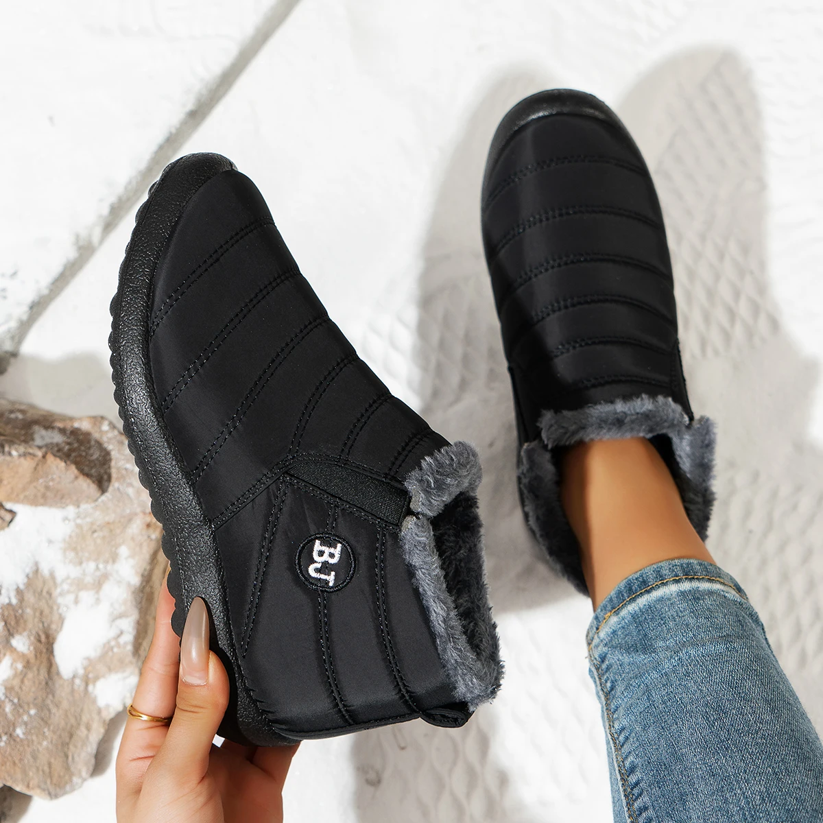 

Women'S Waterproof Snow Boots Plus Size Casual Ankle Boots Winter Anti Slip And Warm Fur Women Shoes Plush