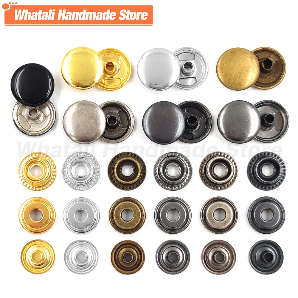 25Sets 100pcs 201/203 Metal Snap Fasteners Snaps Button Sewing Button Press Studs For DIY Clothes Garment Bag Shoes Leathercraft