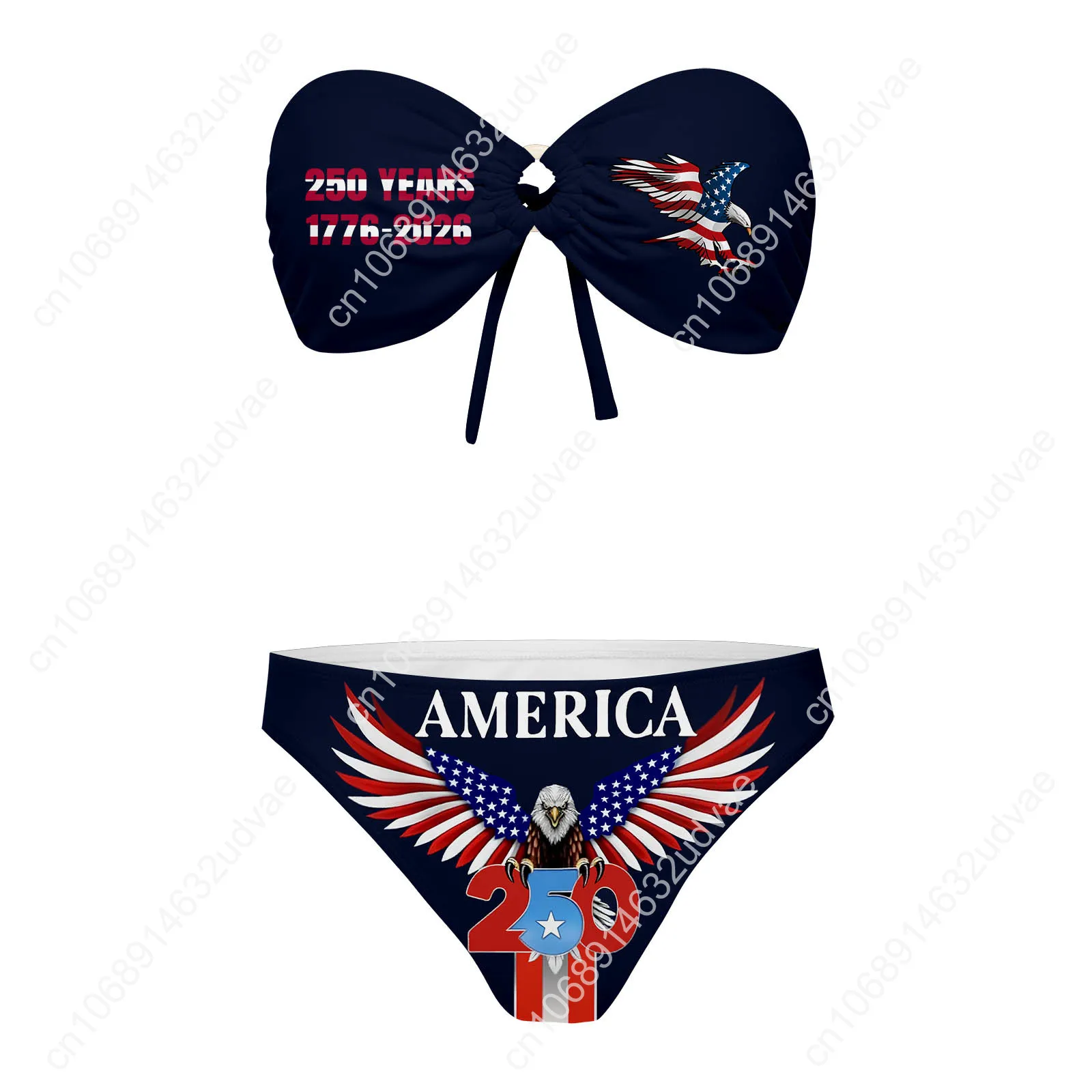 America 250th Anniversary 1776-2026 Strapless Swimsuit Womens Bathing Suits Custom Fashion Swimwear Sexy Bikini Custom Beachwear