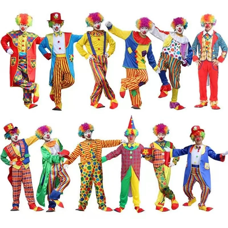 Costume da spettacolo Joker Vestito da donna Loween Dance Magic Ow Suit Versione da uomo Set da clown Abiti cosplay