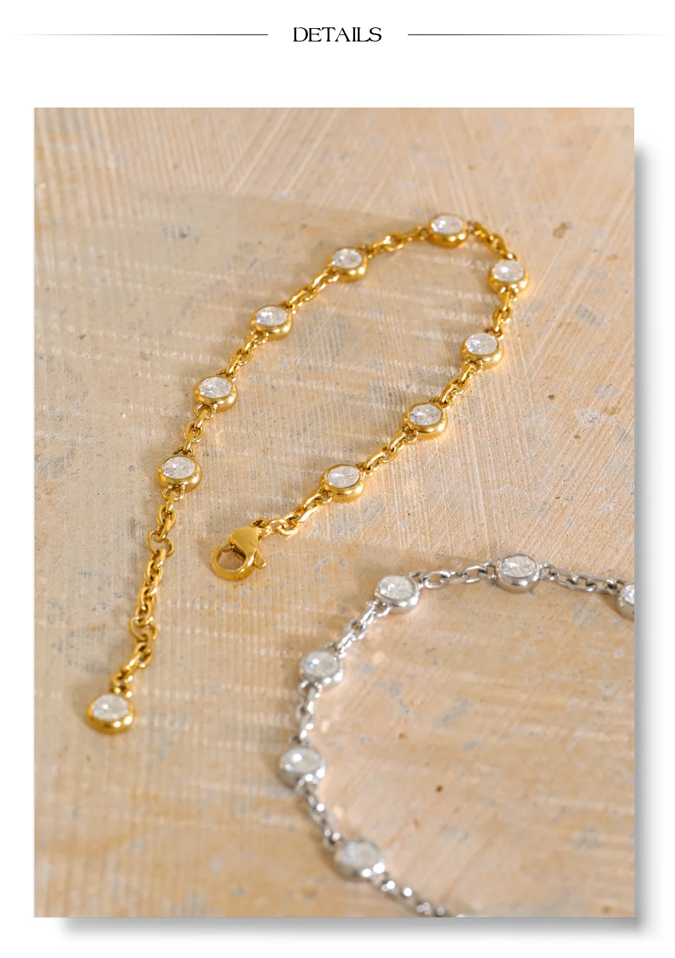 Yhpup Edelstahl CZ Armband für Damen, Kubisches Zirkonia Kettenarmband, Rund, Beliebter Ästhetischer Zarter Handgelenkschmuck – Detail 10
