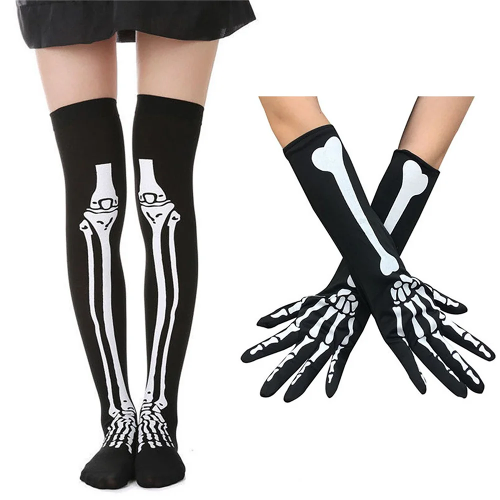 Gants de cosplay à doigts complets, accessoires de olympiques, gants de squelette, accessoires d'Halloween, modules effrayants, crâne