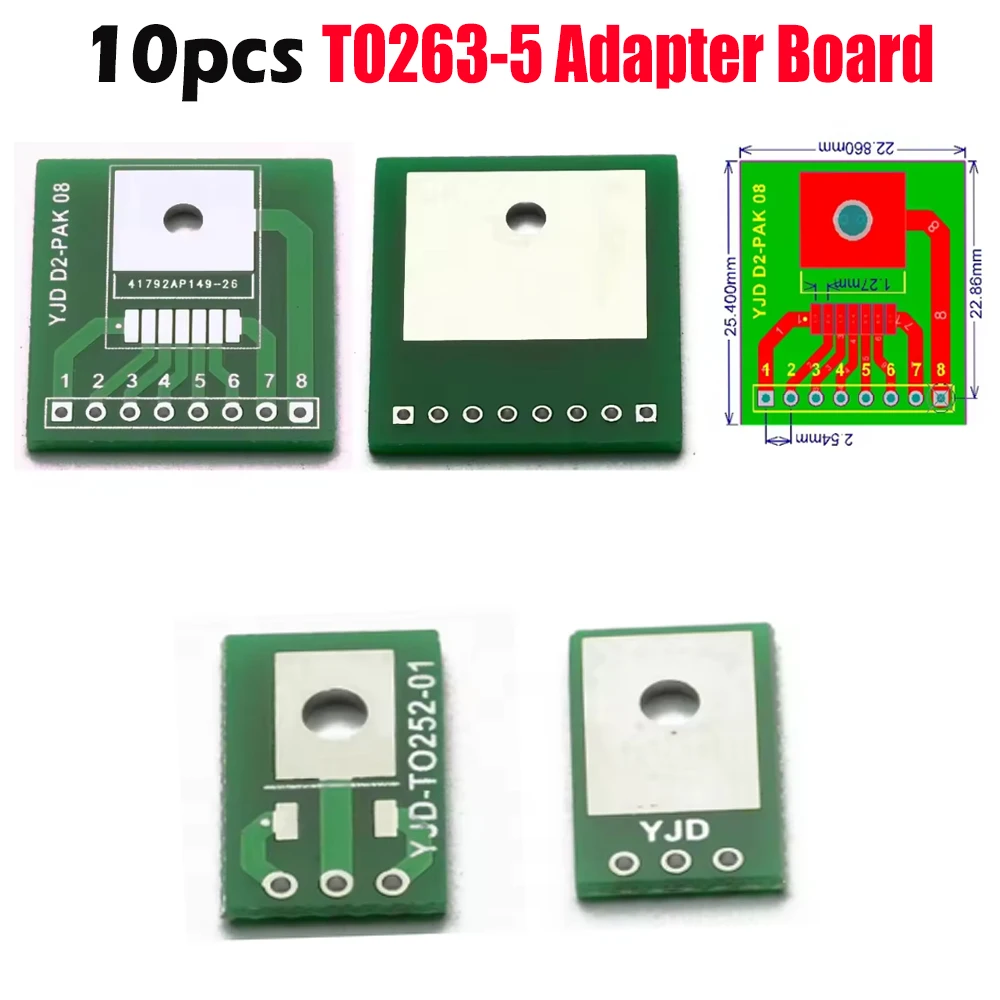 

10pcs TO263-5 Adapter Board TO-263-8 TO252 Adapter Plate Using Chemical Immersion Gold Process Hight Quality