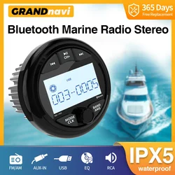 GRANDnavi Marine Stereo Boat Radio IPX5 Waterproof Bluetooth FM AM Digital Media Player For Yacht Gauge ATV UTV Cart Motorcycle