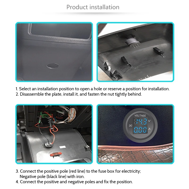 Car LED Digital Voltmeter DC 12V/24V LED Dual Voltmeter Ammeter Voltage Gauge For Car Boat Universal Waterproof