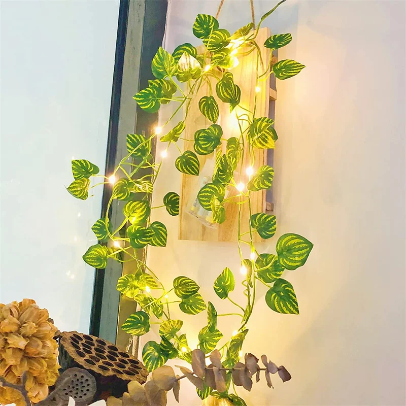 

Garden Summer Outdoor Solar Artificial Watermelon Leaves Fairy LED Light String Wedding Party Home Holiday Decor Solar Garland