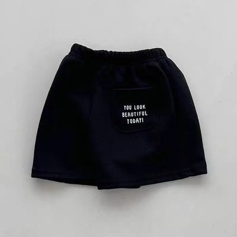 Sommer-Shorts für Mädchen mit dünnem Buchstaben-Print und Taschen, lockere Shorts mit elastischem Bund für Kleinkinder und Babys – Detail 8