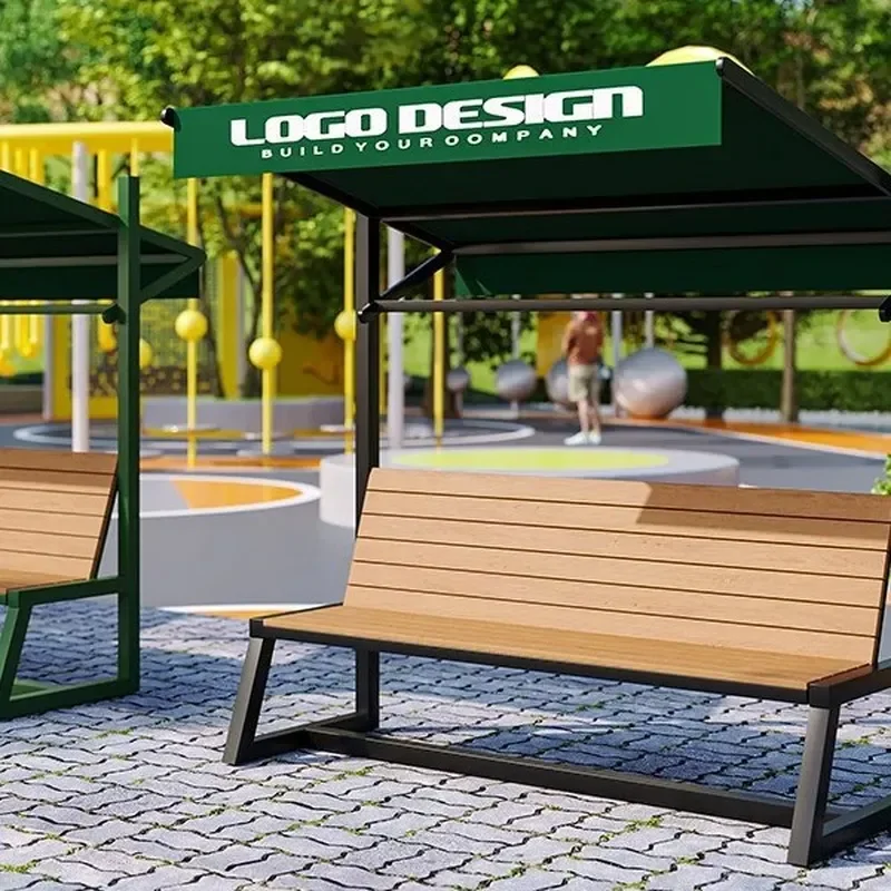 Simple Style Long Plastic Wood Table and Chair Set for Outdoor Commercial Street Courtyard Cafe Sun Protection Open Air