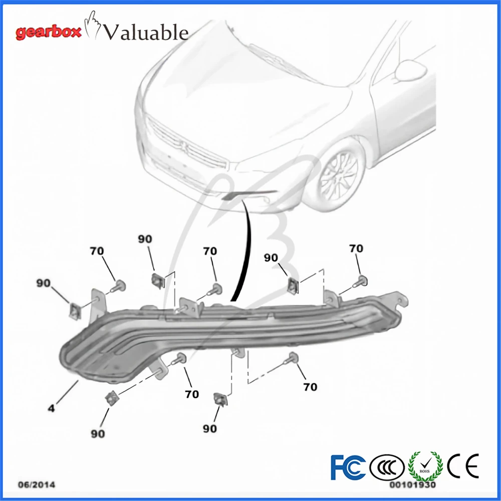 1 Pair Genunie 9809087680 9809087780 LED Daytime Running Light Fog Lamp with Turn Signal DRL for Peugeot 508 2015-2016