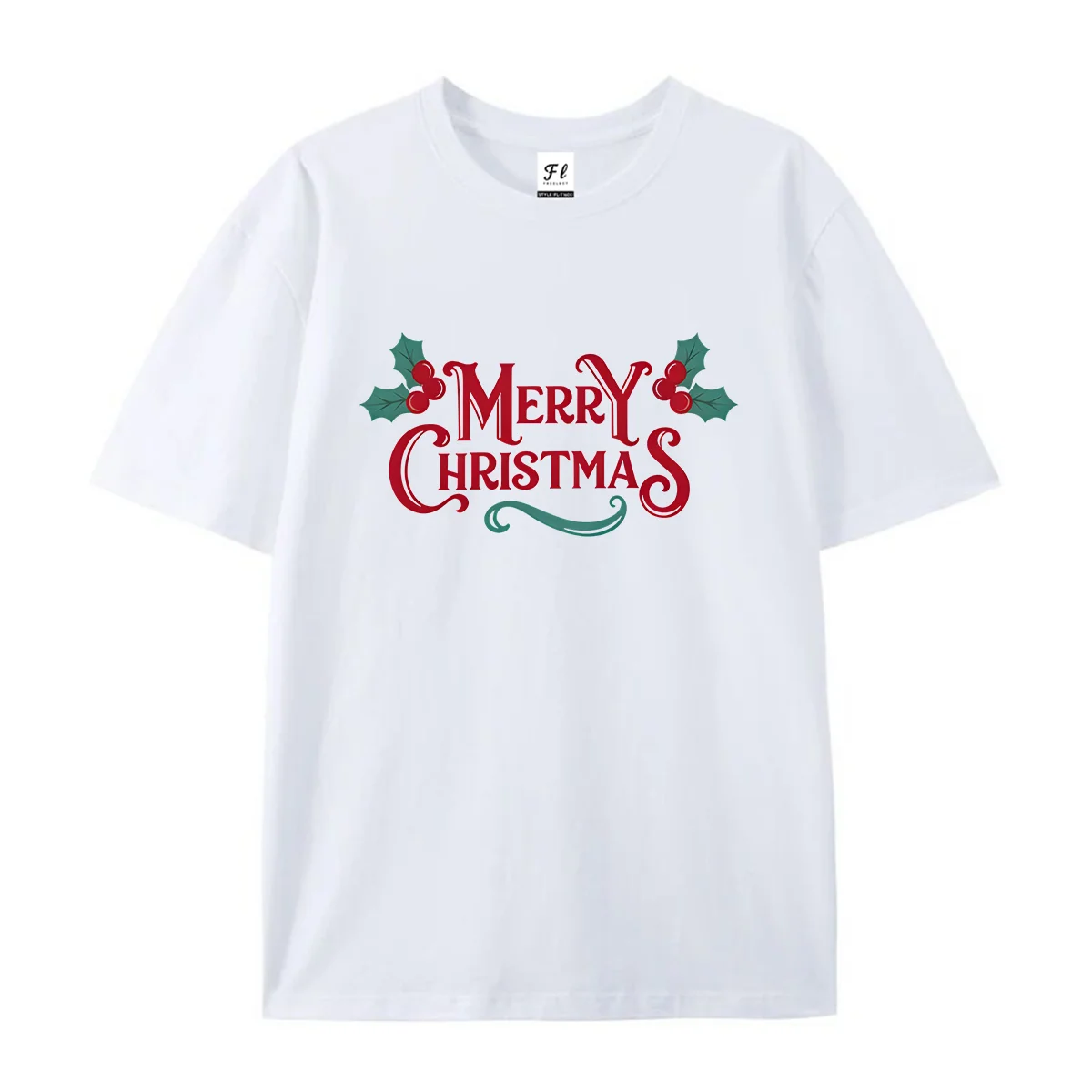 Women Merry Christmas Graphic T Shirt Summer O Neck Short Sleeve Holly Berry Vintage Letter Christmas Holiday Print Soft Casual