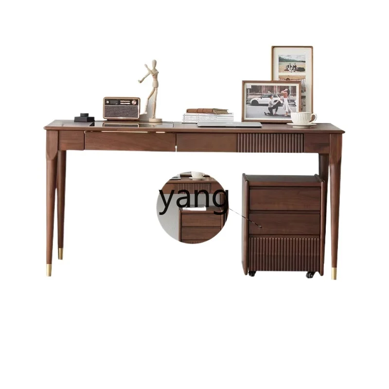 

LZR light luxury North American black walnut computer desk bookcase integrated table